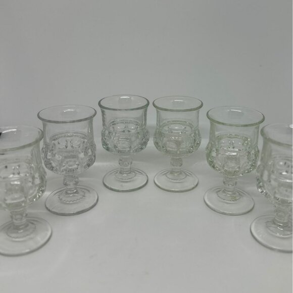 VTG Tiffin Franciscan Kings Crown Clear Goblets | Set of 6, 3.5" Barware - Picture 2 of 6